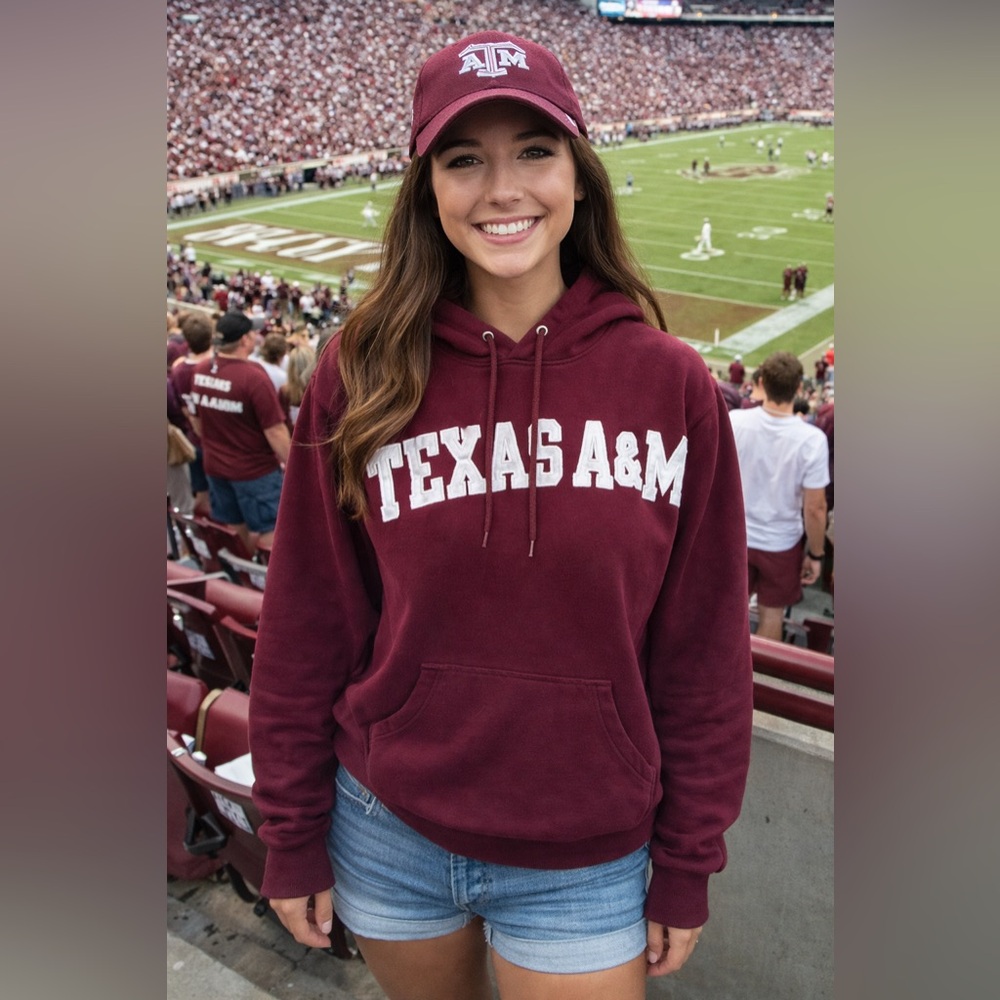 CC Creations VTG Texas A&M Aggies Hoodie Men SzS Maroon Pullover Sweatshirt NCAA